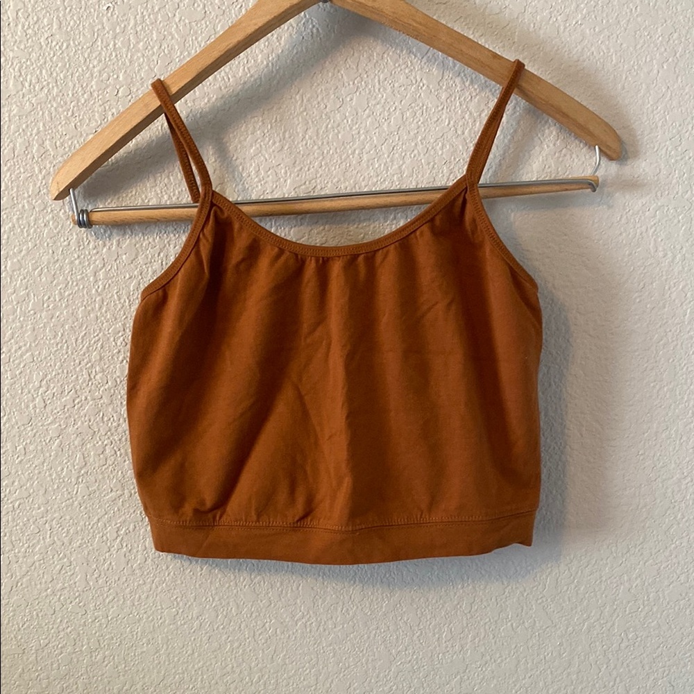 Amazon Brown Fitted Crop Camisole Top